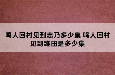 鸣人回村见到志乃多少集 鸣人回村见到雏田是多少集